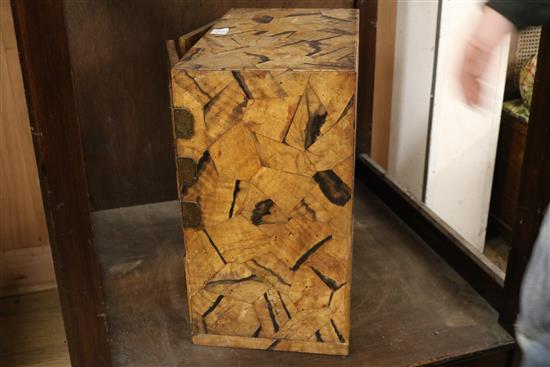 A Japanese parquetry chest/cabinet W.54cm